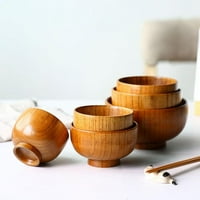 Retup Creative Retro japanskog stila okrugla riža posuda protiv skalirajućim posuđem kiselo datum drvena