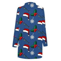 Ženski božićni džemper Cardigan s dugim rukavima Otvoreni prednji momas Tree Plaid Snowflake Reindeer pleteni kaput za odjeću, Božićni kardigan za žene