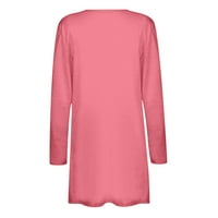 Scyoekwg Ženske kardigane zazor jesen trendi solidna boja lagana bluza s dugim rukavima sa džepnim kardiganom casual labavo odjećom plaćanje ružičastog xxl