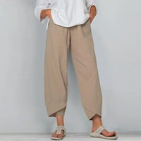INLEIFE pune duljine hlače za čišćenje Žene Ležerne prilike sa visokim strukom, pamučne labave duge