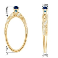 Okrugli oblik London Blue Topaz Vintage Angažman prsten sa dijamant, 14k bijelo zlato, SAD 9,00