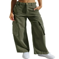 Eyicmarn žene labave hlače, ležerne hlače sa punim bojama, hlače sa širokim nogama s više džepova za