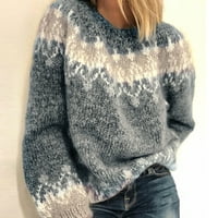 Vivianyo HD džemperi za žene Clearence Plus Veličina modne žene dugih rukava Leoaprd patchwork pleteni