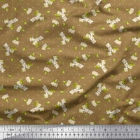 Soimoi siva modalna satenska tkanina točka, lišće i bijeli cvjetni cvjetni tiskani tkaninski dvorište