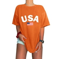Rovga Američka zastava tiskane ženske majice s kratkim rukavima s kratkim rukavima Thirt Labava velika