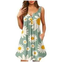 ROYLLELOVE ženska haljina za ženska haljina sa dresama Slatka rukava za plažu bez rukava TUNIC TUNIC
