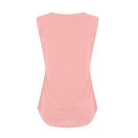 Žene modne ležerne ljetne vrhove tiskane majice bez rukava majice ružičaste l