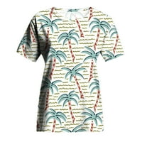 CrewNeck kratki rukav košulje palmi stablo uređene vrhove Havajska bluza za žene prozračne tuničke mlađe