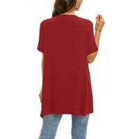 Tking modne ženske kapuljače pune boje nepravilnog kratkih rukava Cardigan džepni kaput crveni xxxxl