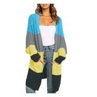Kardigan džemperi za žene, lagani otvoreni prednji solid labavi labavi utočani dugi pleteni kratki kaput