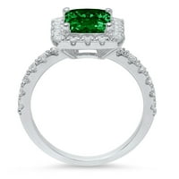 3. CT sjajni smaragdni Clear Simulirani dijamant 18k bijeli zlatni halo pasijans sa accentima prsten