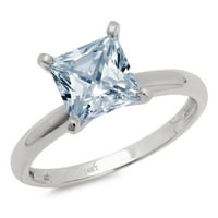 2. CT briljantna princeza Clear Simulirani dijamant 18k bijeli zlatni pasijans prsten sz 7.75