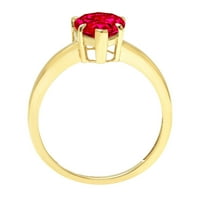 1.5ct kruška Crvena simulirana ruby ​​18k žuti zlatni gravirajući izjavu bridalne godišnjice Angažovanje