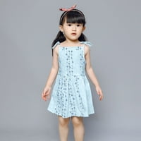 Debljine i dječje djevojke haljine bez rukava casual haljine cvjetni print plavi 120
