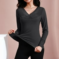 Termalno donje rublje Ženske termalne košulje dugih rukava Nova čipka V izrez Termalno donje rublje