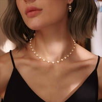Mevecco 14K pozlaćen Dainty Slatki biserni lančani choker ogrlica za žene za žene