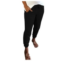 Mveomtd ženske pantalone duge pantalone sa džepovima pantalone dno ljetne hlače za vune široke noge