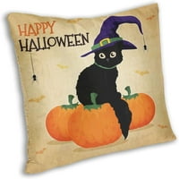 Ugodno bacanje jastuk za bacanje Halloween Dekorativni kvadratni jastučnice crna mačka i bacanje kabine