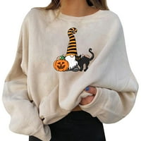Ženska zabavna grafička ispisa okrugla vrat dugih rukava bluza vrhova pulover dukserica