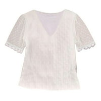 ChicCall ženska ljetna čipka kratki rukav V izrez majica s labavom ležernom bluzom za Shrit na klirensu