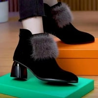 Dyfzdhu Ženske cipele Termičke kratke čizme uperene cipele guste potpetice kratke kratke čizme modne
