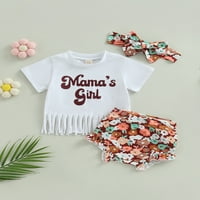 Bagilaanoe Newborn Baby Girl Short hlače Postavite slovo s kratkim rukavima, vrhovi majica + kratke