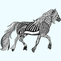 Zentangle Friesian konj muški svijetli plavi grafički tee - Dizajn od strane ljudi 3xl