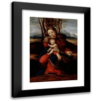 Krug Correggio Crni moderni uokvireni muzej Art Print pod nazivom - Madona i dijete