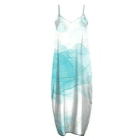 Maxi haljina za ženske ljetne haljine odmora na plaži za odmor špagete remen u vratnim haljinama plus