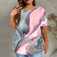 Ženske vrhove plus veličine za ljetno casual cvjetno tiskovina modne labave tunika Crewneck T majice