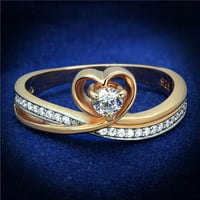 Žene ruže Gold & Rodium sterling srebrni prsten sa AAA razredom CZ-a u bistri - veličina 5