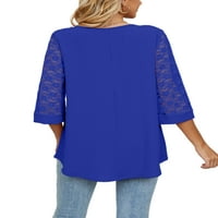 HAITE Women šifon vrhovi čvrste boje tunika bluza za bluzu majica Ljetni tee Office V izrez Majica Plavi