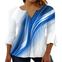 Hait Ladies bluze ruhove majice Dugme Vrhovi radne pulover Vikend V izrez Tunika Majica Deep Blue 3xl