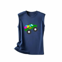 Ženski vrhovi ljetni okrugli vrat Print pulover majica bez rukava casual uskrsni tenkovi na plaži majice