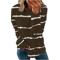 HVYesh Fall Striped vrhovi za žene zazor labavo fit pad ramena traka povremena ležerna pulover majice