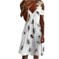 Womeova haljina s V-izrezom s kratkim rukavima čipkaste haljine za odvajanje plaže Flowy Swing Peary