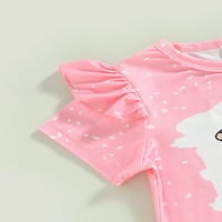 Bagilaanoe Toddler Baby Girl Uskršnje odjeće Crtani zec Ispiši majicu kratkih rukava + leopard hlače