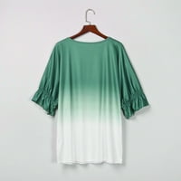 Ženski vrhovi Ležerne ljetne kravate Print Tee slatka V- izrez kratki rukav majica Green XL