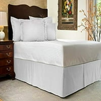 Bijeli krevet XL pad kreveta, krojeni plutani krevet, rub od prašine sa podijeljenim uglovima i platformom,