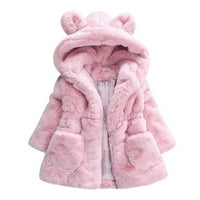 Xmarks Toddler Girls Winter Fleece Coat Kids kapuljača FAU Krznena jakna Baby topla odjeća Pink 1-7t
