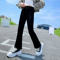 B91XZ Girls Hlače Tollder Girl Visoke elastične strukske pantalone za noge Casual Long Bell donje pantalone