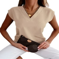 Avamo ženske bluze v majice izreza kratki rukav vrhovi dame elegantna tunika košulja Business Khaki