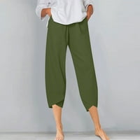 HOKSML Hlače za žene, modne žene Ljetne casual labavo Pokažene elastične struke Solid pantalone kaprisu hlače na klirensu