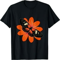 Prekrasan leptir na cvjetnom dizajnu - majica leptira crna x-velika