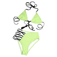 Ženske kupaće kostime Čvrsta boja Split set Visoko struk Plaža Bakinis Set