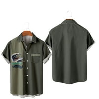 Elbourn Adult gumb Up majice Kratki rukav Tropska košulja kostim prednjeg džepa Plus veličine Muškarci