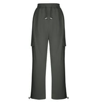 Brglopf Ženske teretne hlače izvlačenja elastične visoke struke duge hlače ravno noga padobranska pantalona