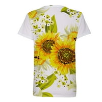 Suncokret zapisani majica za odmor okrugli vrat Ters kratkih rukava ženske majice Ljetna tunika labavi