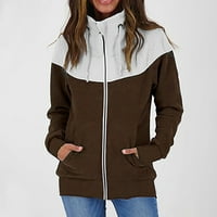 HHEI_K Grafički dukseri dame Ležerne prilike pune boje plus fleece turtleneck džemper jakna