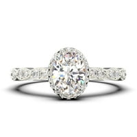 Art Deco 1. Carat ovalni rez Diamond Moissite Classic Angažman prsten, halo vjenčani prsten u 10K čvrstih